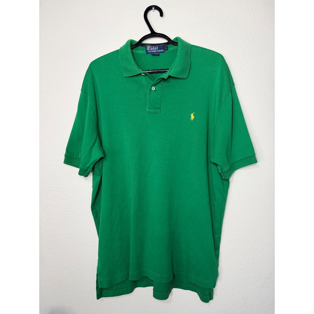 Polo Ralph Lauren Mens Green Cotton‎ Short Sleeve Pony Logo Polo Shirt Large